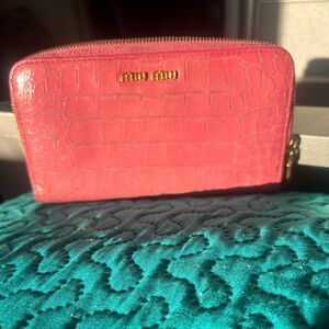 EUC Mui Mui salmon pink wallet